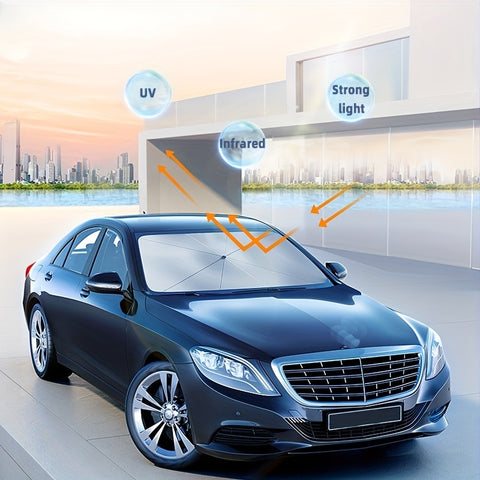 Foldable Car Windshield Sunshade Umbrella, Keep Vehicle Cool, Block UV Rays Protect Car Interior, Easy To Store And Use Heat Reduction, UV Protection, Easy Install - Universal Fit, Durable Material