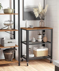 Serving Cart, 3-Tier Bar Cart on Wheels with Storage and Steel Frame, Rustic Brown ULRC78X, 15.7 X 23.6 X 30.6 Inches