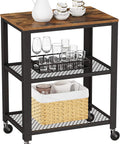 Serving Cart, 3-Tier Bar Cart on Wheels with Storage and Steel Frame, Rustic Brown ULRC78X, 15.7 X 23.6 X 30.6 Inches